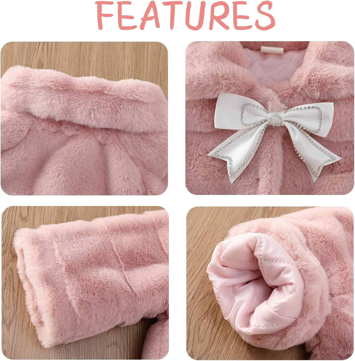 Panegy Baby Girl Winter Fur Coat Fuzzy Cute Warm Cape Jacket Cloak Overcoat 6 Months - 5 Years Thick Outwear