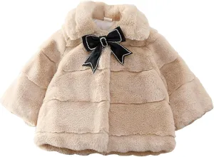 Panegy Baby Girl Winter Fur Coat Fuzzy Cute Warm Cape Jacket Cloak Overcoat 6 Months - 5 Years Thick Outwear