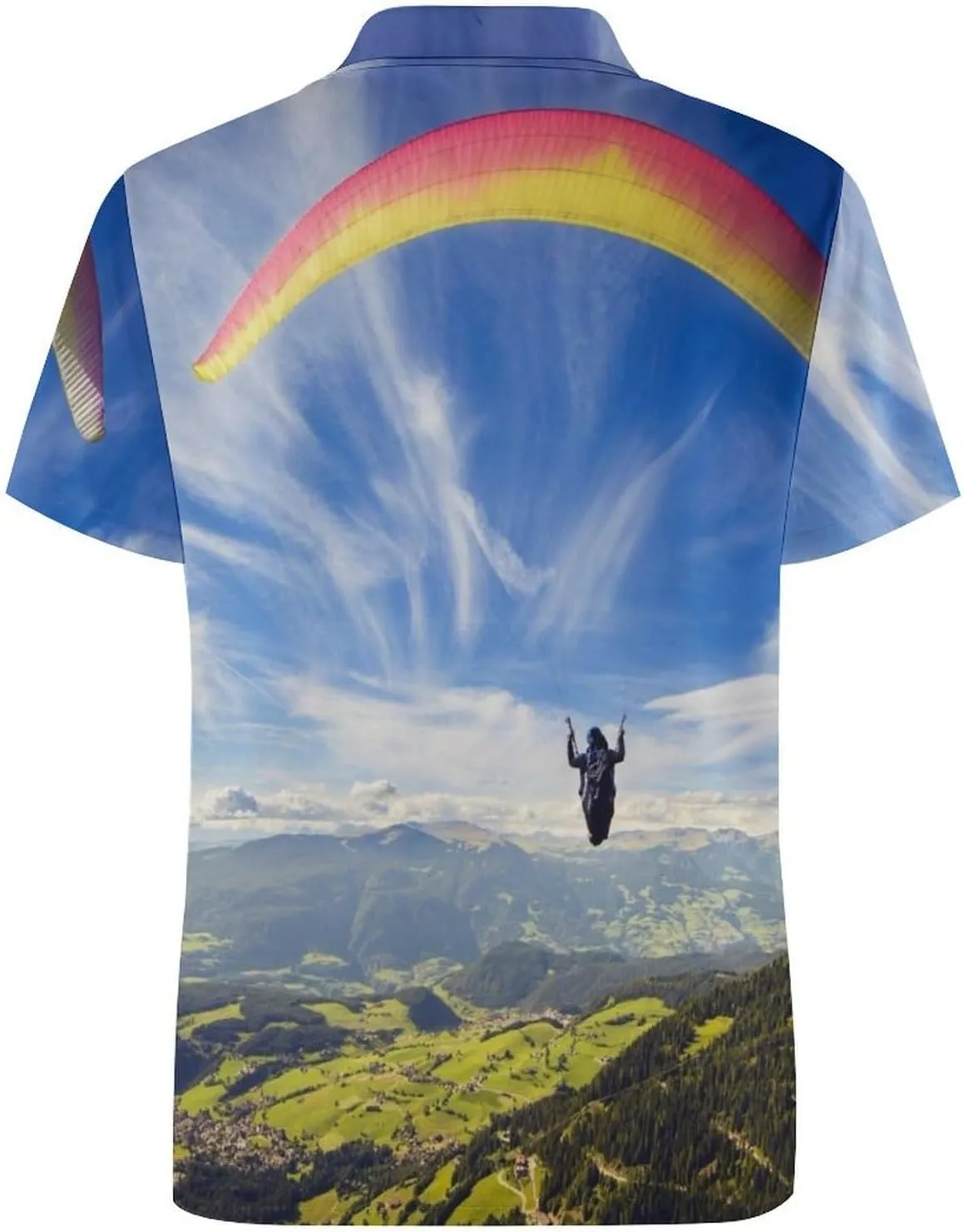 Paragliding Mens Polo Shirts Quick Dry Short Sleeve T-shirts Slim Tennis Collared Tees Tops