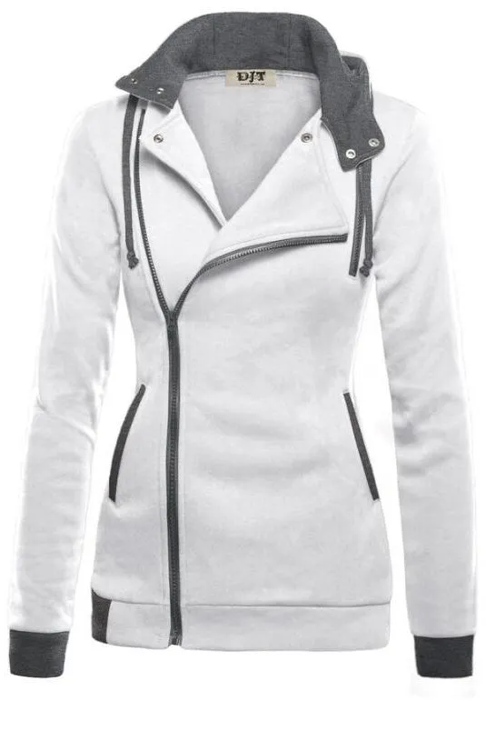 Plus Cotton Thicker Oblique Zipper Pure Color Short Coat