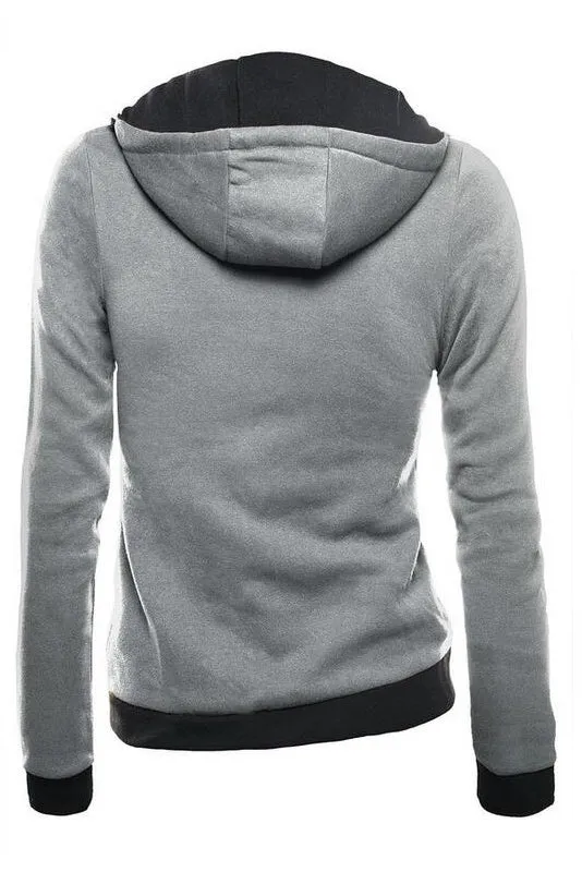 Plus Cotton Thicker Oblique Zipper Pure Color Short Coat