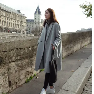 Pure Color Plus Cotton Thicker Straight Long Coat