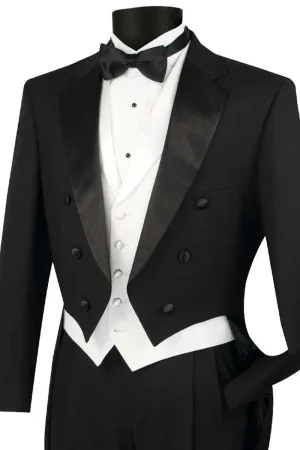 "Elegant Tuxedo for Prom and Wedding: Vinci Men's Classic Black Tailcoat"