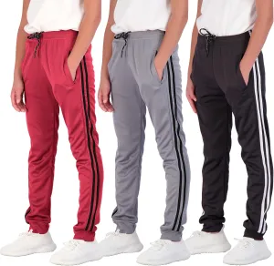 Real Essentials 3 Pack: Boy's Mesh Active Athletic Casual Jogger Sweatpants with Pockets