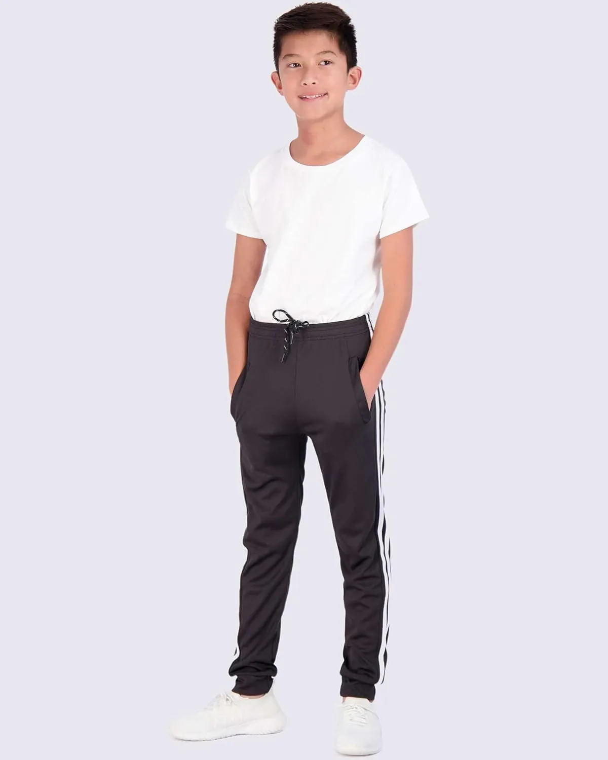 Real Essentials 3 Pack: Boy's Mesh Active Athletic Casual Jogger Sweatpants with Pockets