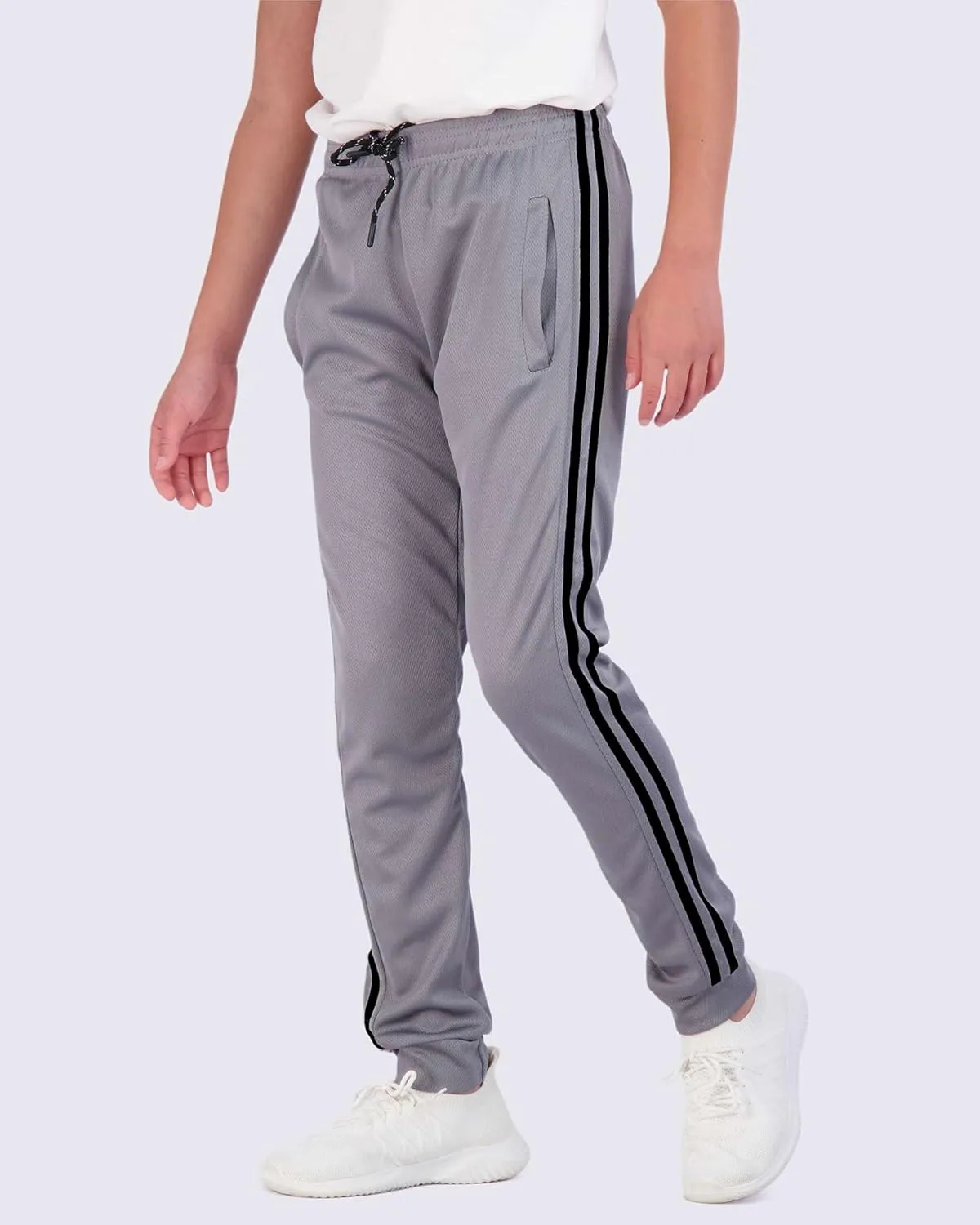 Real Essentials 3 Pack: Boy's Mesh Active Athletic Casual Jogger Sweatpants with Pockets