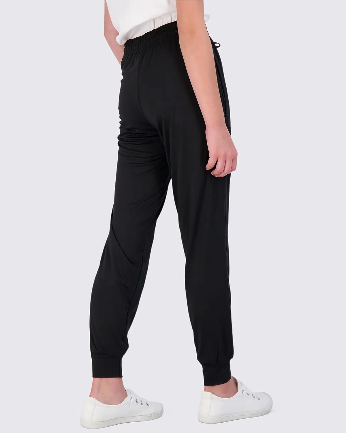 Real Essentials 3 Pack: Girls' Dry-Fit Jogger Sweatpants Soft Active Athletic Kids Joggers with Pockets & Drawstring