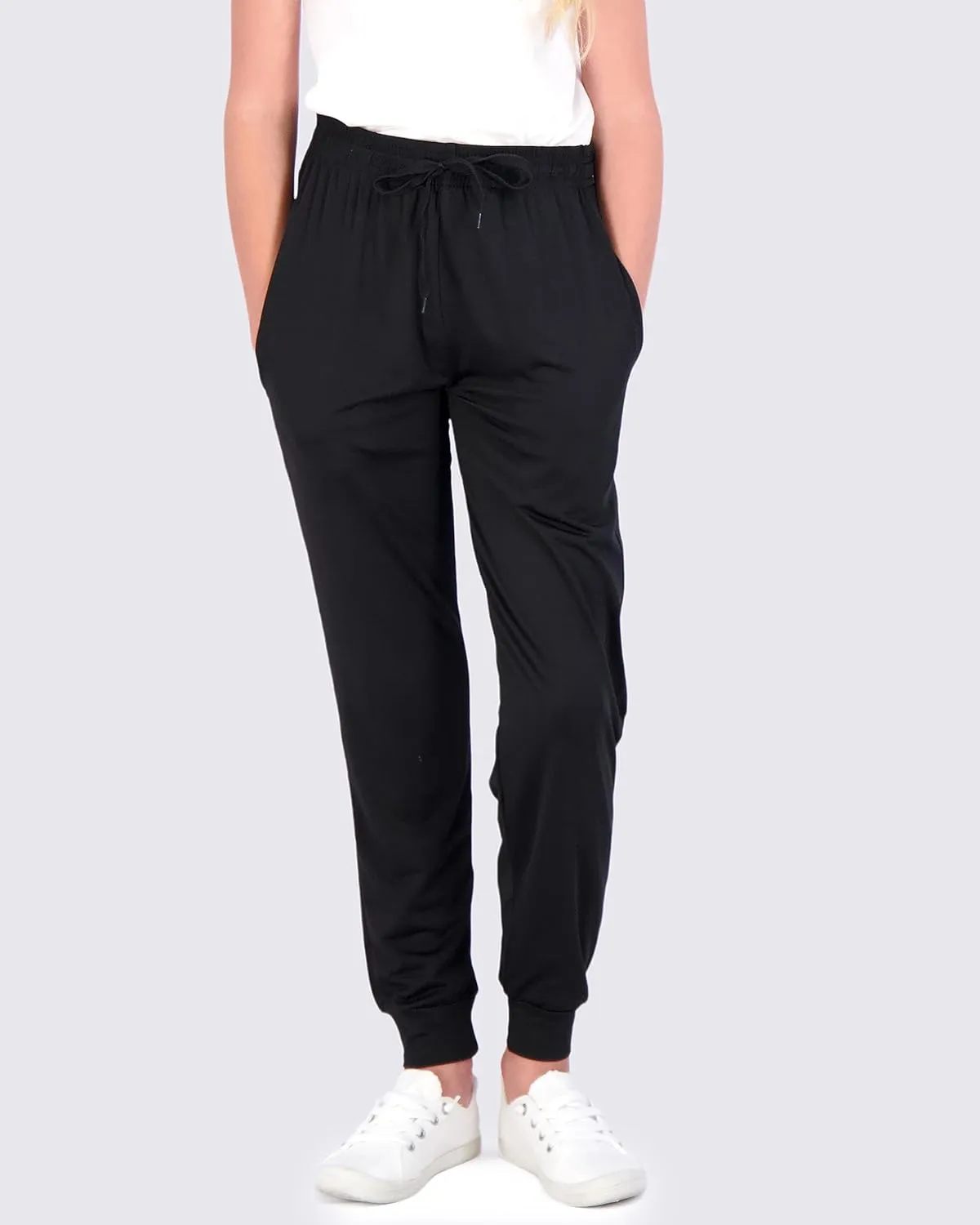 Real Essentials 3 Pack: Girls' Dry-Fit Jogger Sweatpants Soft Active Athletic Kids Joggers with Pockets & Drawstring