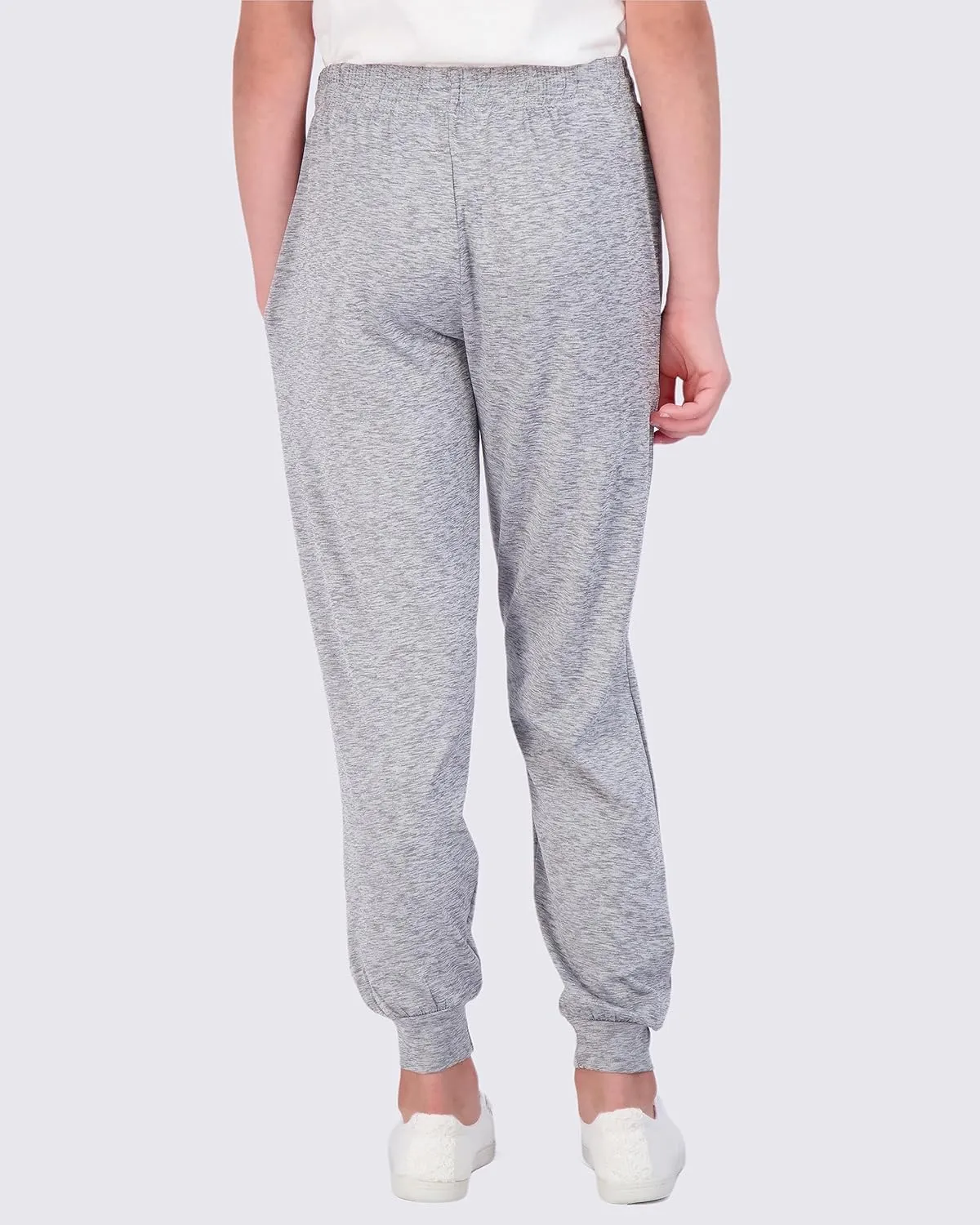 Real Essentials 3 Pack: Girls' Dry-Fit Jogger Sweatpants Soft Active Athletic Kids Joggers with Pockets & Drawstring