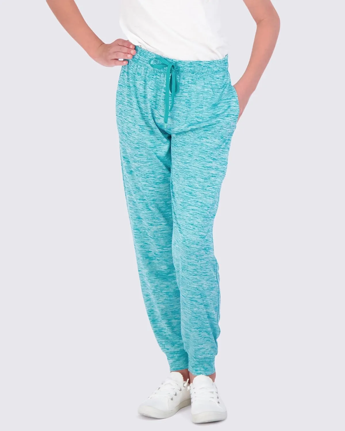 Real Essentials 3 Pack: Girls' Dry-Fit Jogger Sweatpants Soft Active Athletic Kids Joggers with Pockets & Drawstring