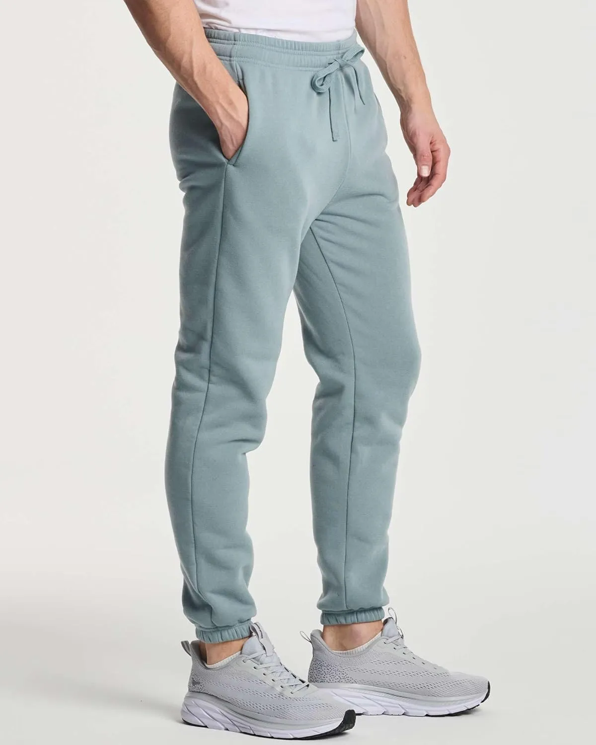 Real Essentials 3 Pack: Men's Fleece Elastic Bottom Jogger Sweatpants with Pockets (Available in Big & Tall)
