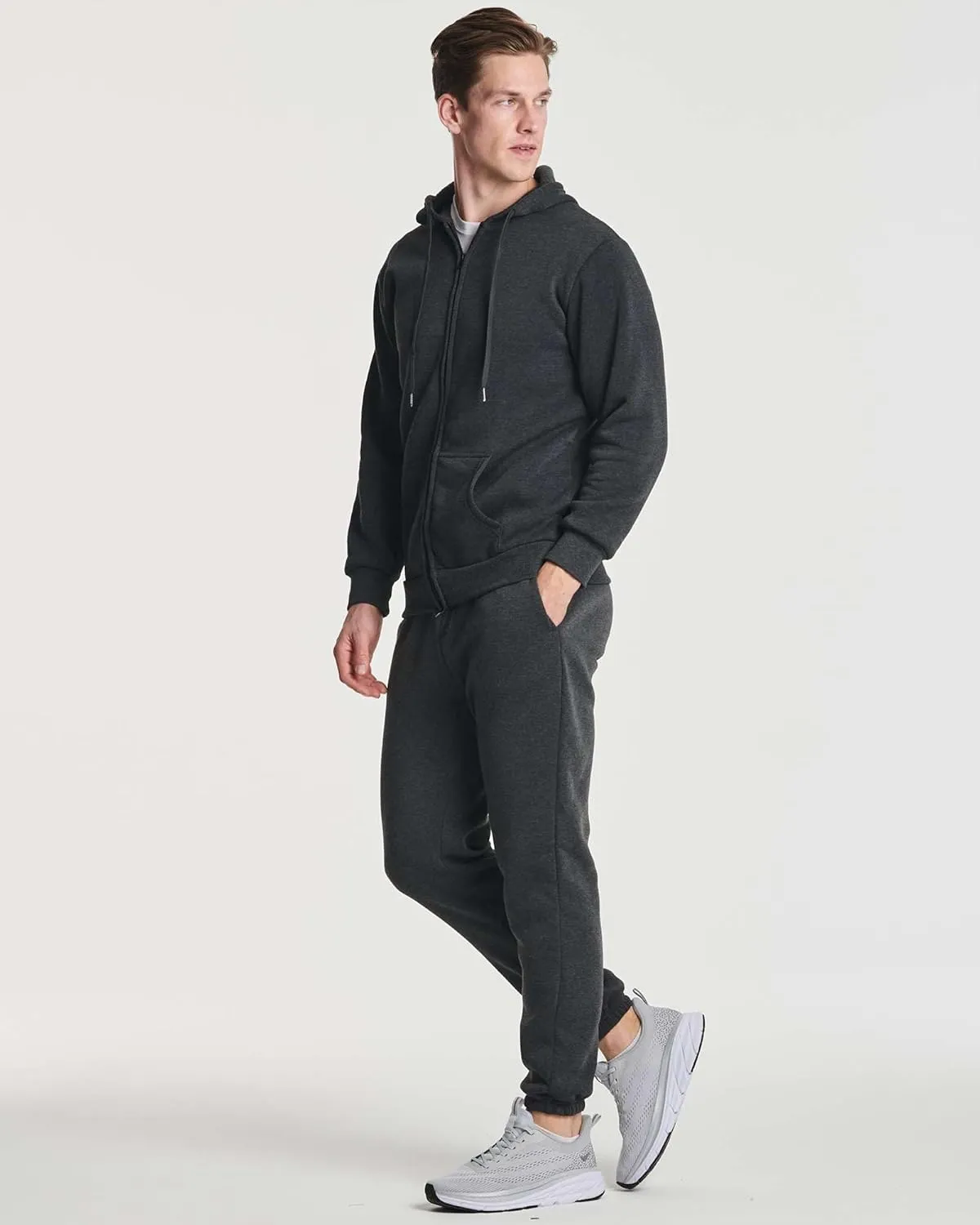 Real Essentials 3 Pack: Men's Fleece Elastic Bottom Jogger Sweatpants with Pockets (Available in Big & Tall)