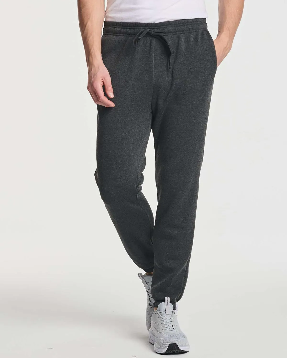 Real Essentials 3 Pack: Men's Fleece Elastic Bottom Jogger Sweatpants with Pockets (Available in Big & Tall)