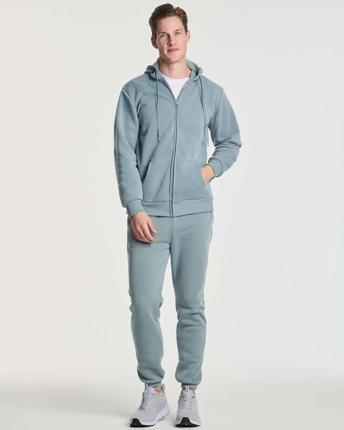 Real Essentials 3 Pack: Men's Fleece Elastic Bottom Jogger Sweatpants with Pockets (Available in Big & Tall)