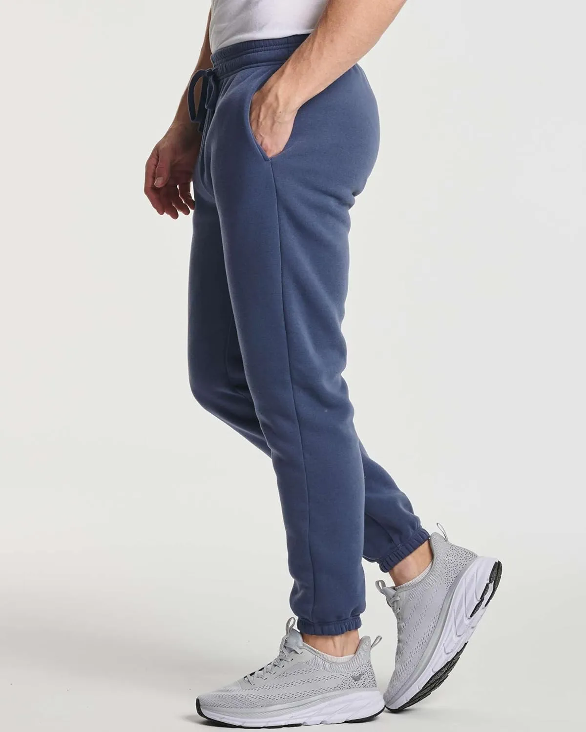 Real Essentials 3 Pack: Men's Fleece Elastic Bottom Jogger Sweatpants with Pockets (Available in Big & Tall)