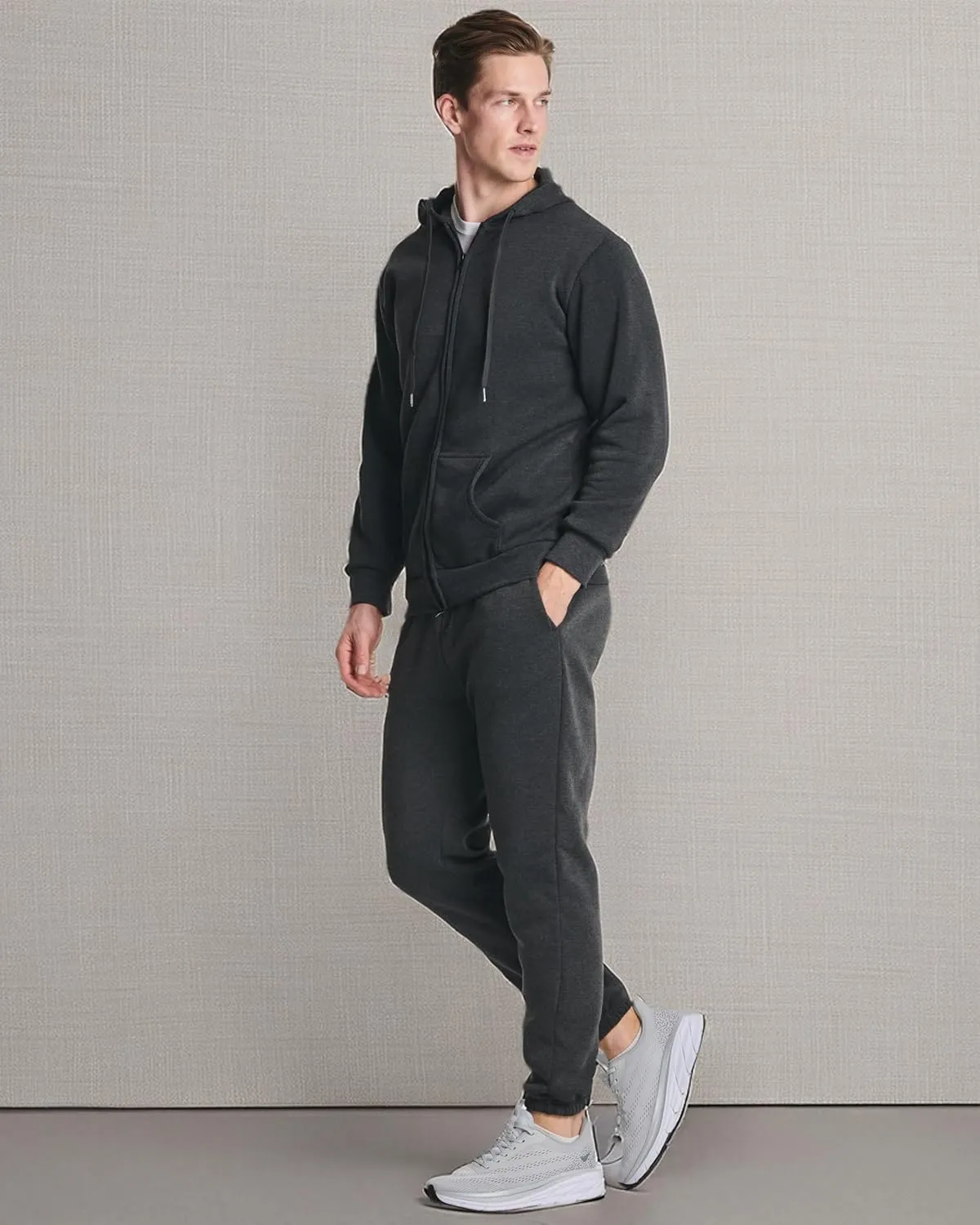 Real Essentials 3 Pack: Men's Fleece Elastic Bottom Jogger Sweatpants with Pockets (Available in Big & Tall)