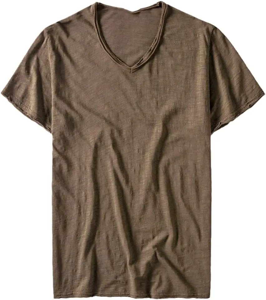 SaoBiiu Summer V-Neck T-Shirt Men Combed Cotton Short Sleeve T Shirt Men's Fitness Undershirt Tops Tees