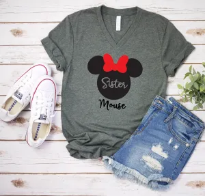 Sister Minnie Mouse t shirt - Disney Trip Matching Shirts - Cute Minnie Shirt -Family Matching Disney Shirts - Custom Name