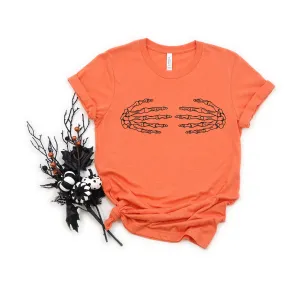 Skeleton Hands Over Boobs Adult Unisex T Shirt - Halloween - Funny Not So Scary Shirts