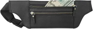 Skyway Leather Travel Money Belt Hidden Travel Fanny Pack Slim Waist Bag