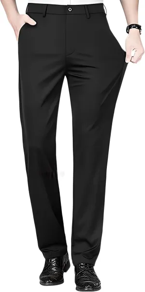 Slimastrouser Mens Stretch Dress Pants, Classic Fit Flat Front Pants Casual Mens Lightweight Golf Work Suit Pants (US, Waist Inseam, 38, 31, Black)