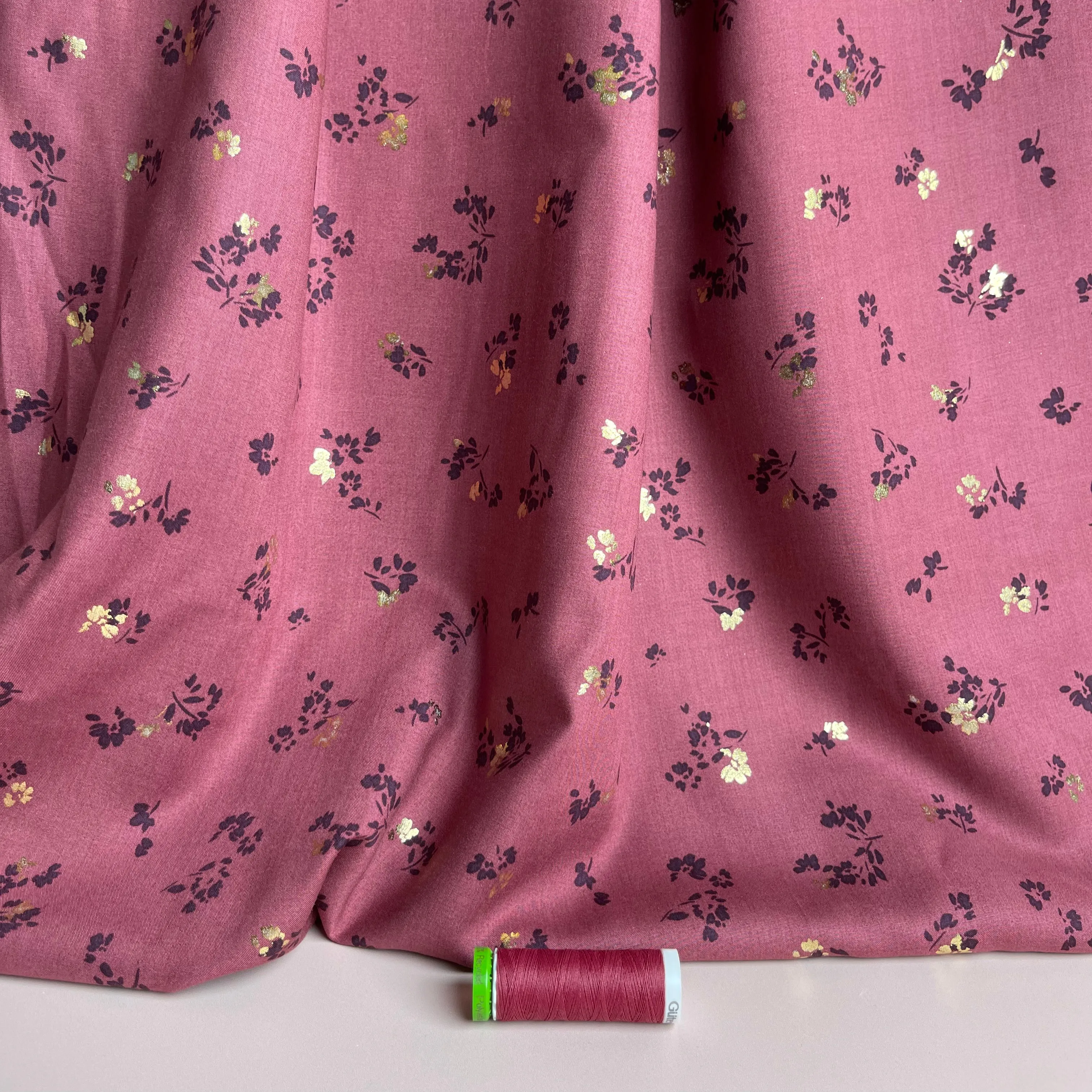 Sparkle Flowers on Rosewood Viscose Fabric