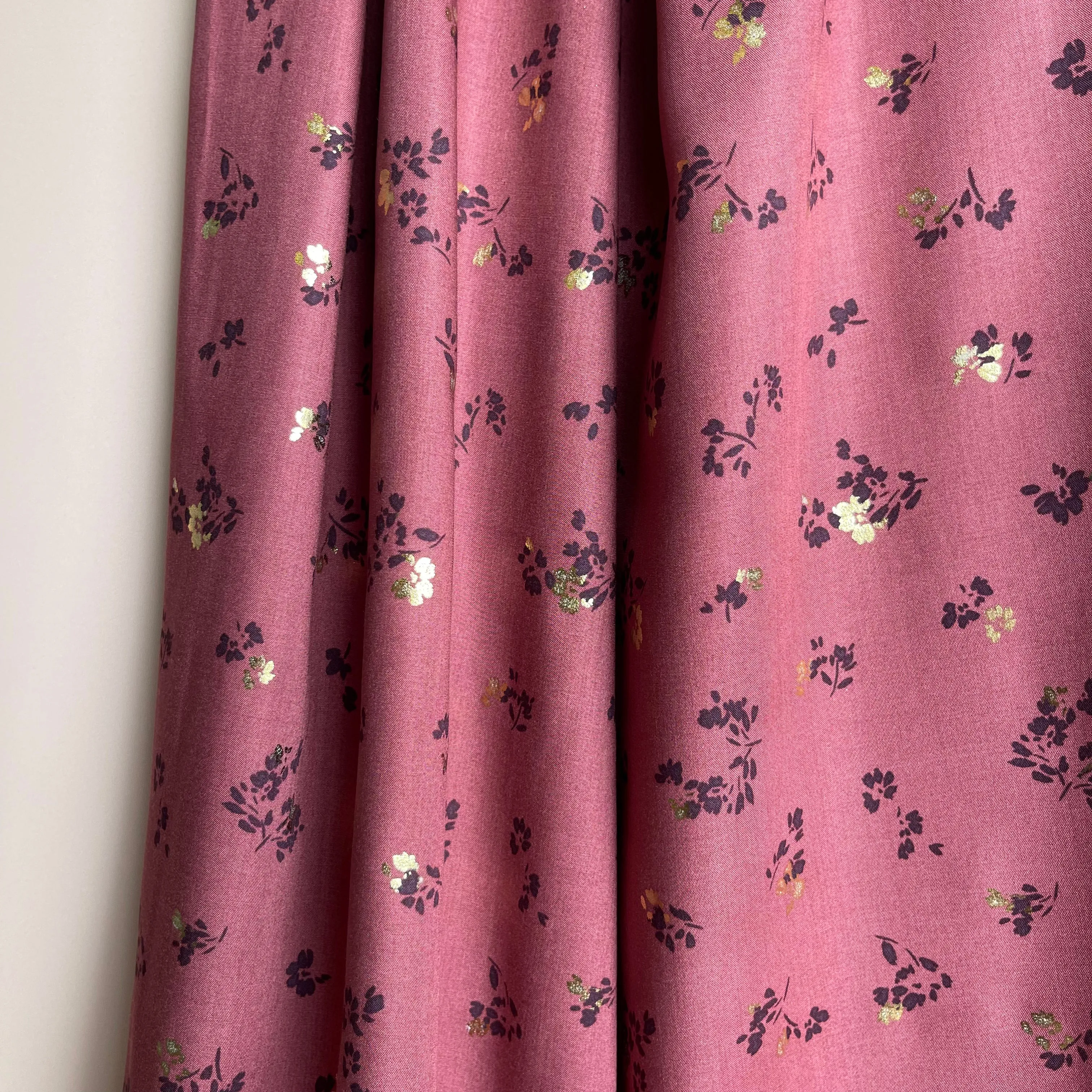 Sparkle Flowers on Rosewood Viscose Fabric
