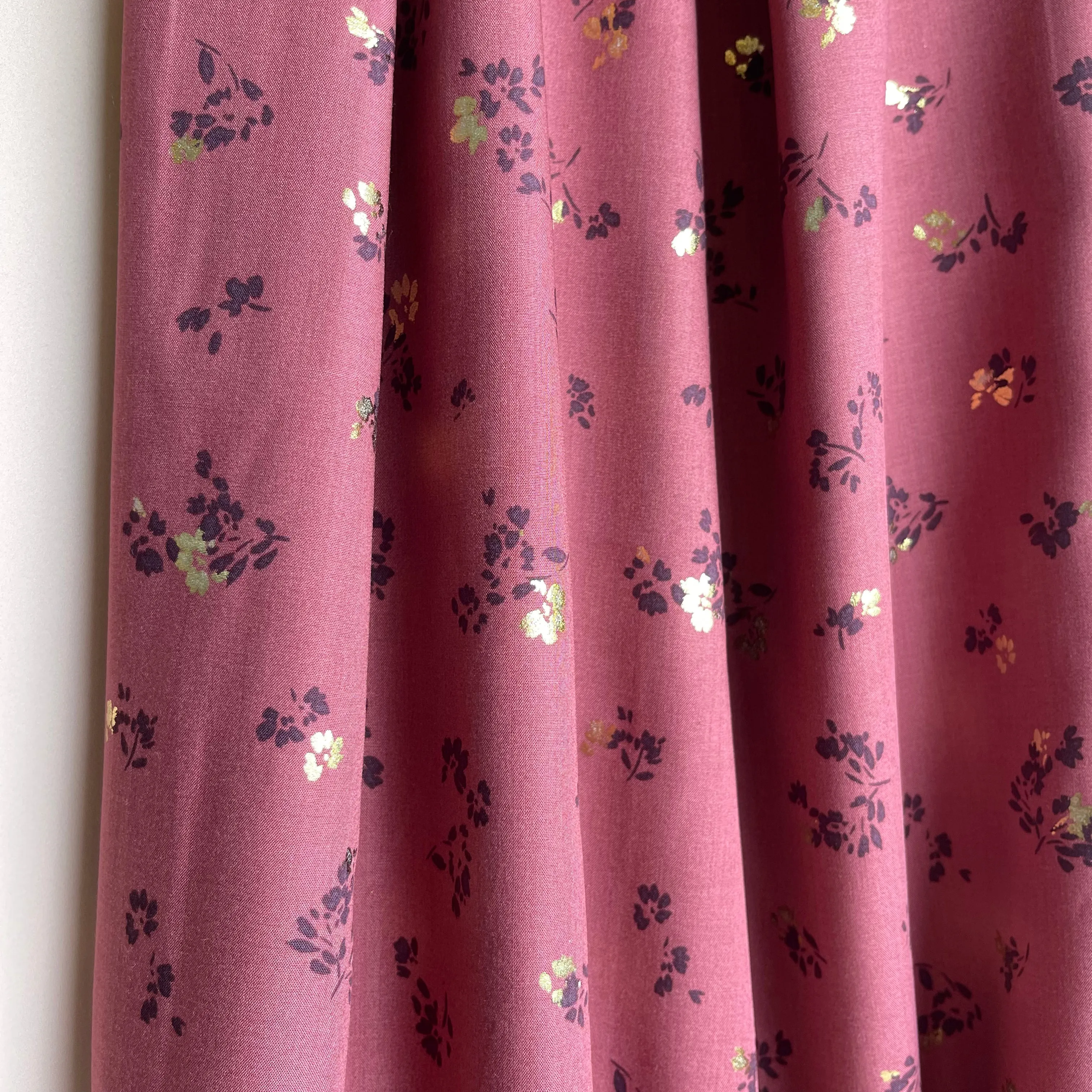 Sparkle Flowers on Rosewood Viscose Fabric