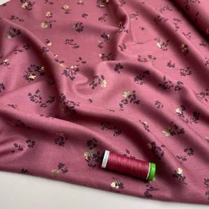 Sparkle Flowers on Rosewood Viscose Fabric