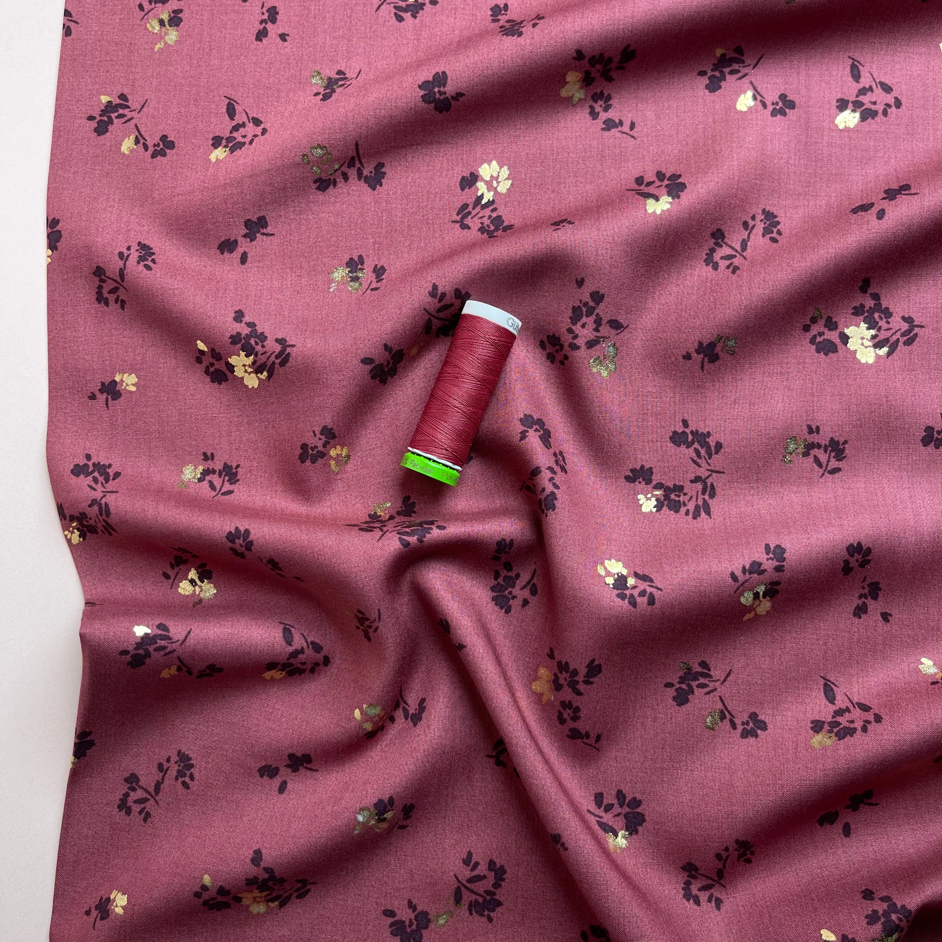Sparkle Flowers on Rosewood Viscose Fabric