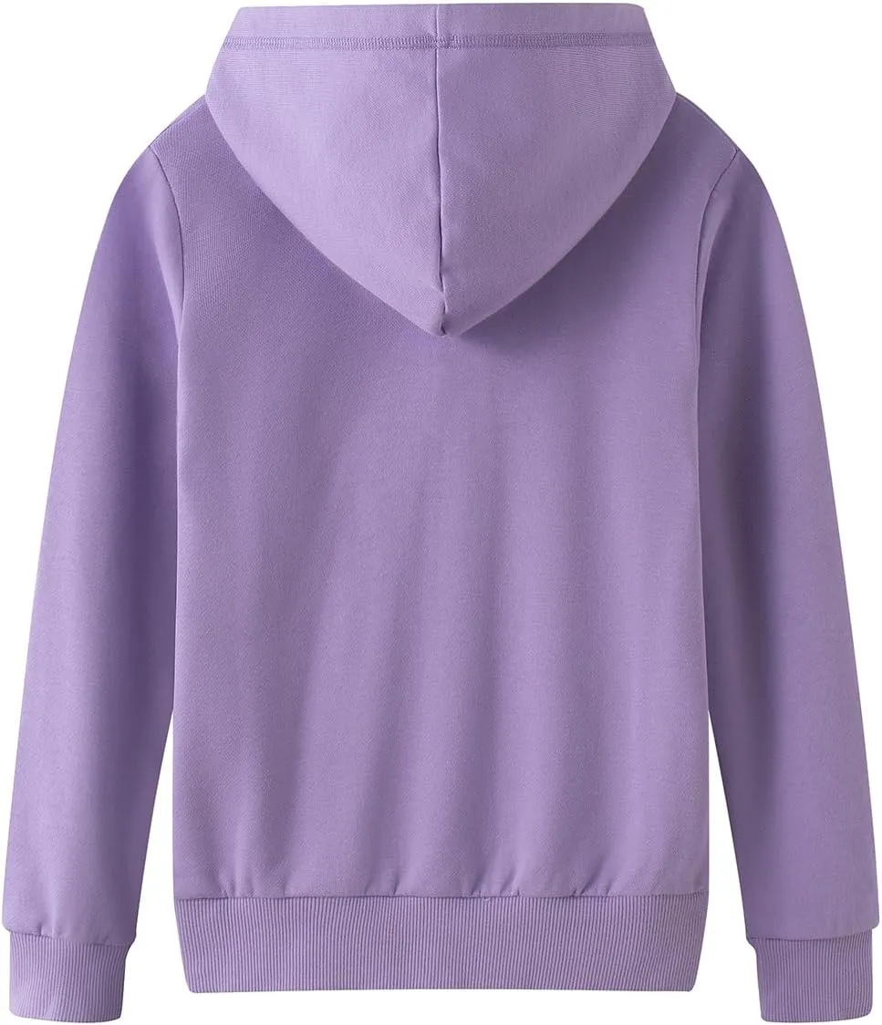 Spring&Gege Youth Solid Classic Hoodies Soft Hooded Full Zip Sweatshirts for Children (3-14 Years)