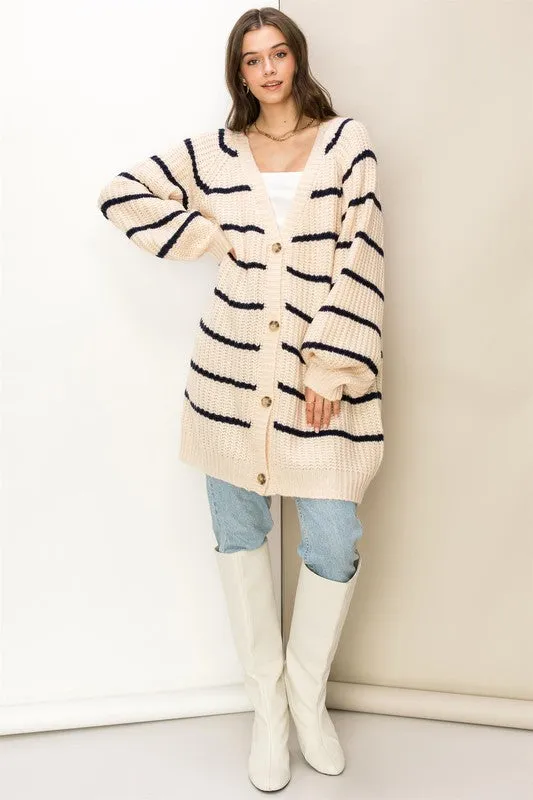 Staple Oversized Striped Sweater Cardigan