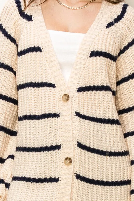 Staple Oversized Striped Sweater Cardigan
