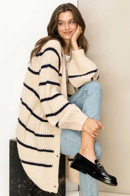 Staple Oversized Striped Sweater Cardigan