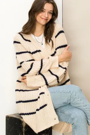 Staple Oversized Striped Sweater Cardigan