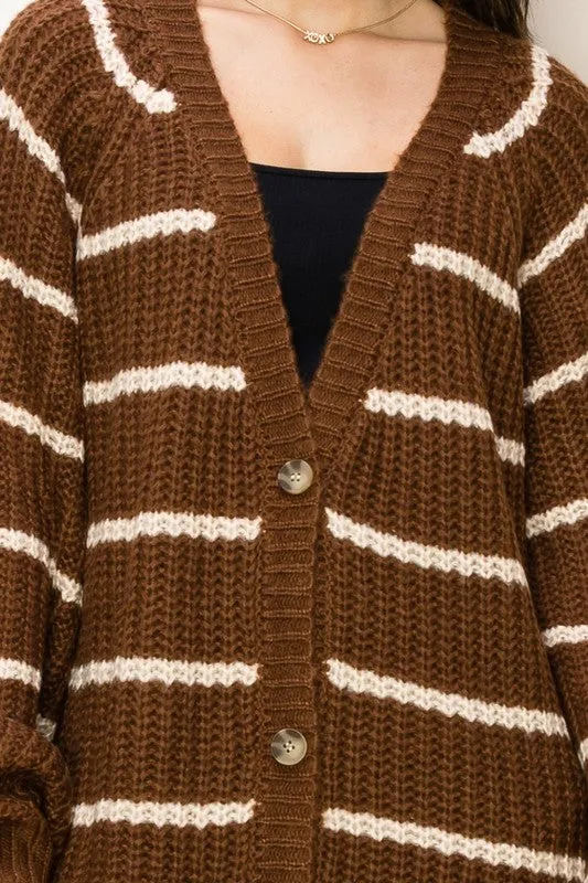 Staple Oversized Striped Sweater Cardigan
