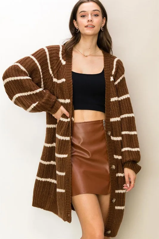Staple Oversized Striped Sweater Cardigan