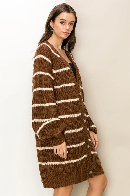 Staple Oversized Striped Sweater Cardigan