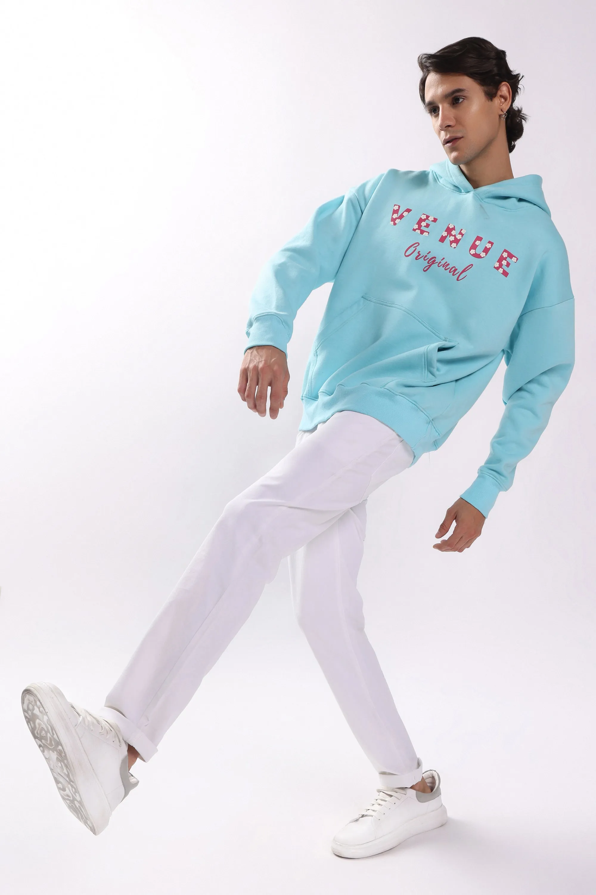 Star Print Puff Print Oversized Hoodie