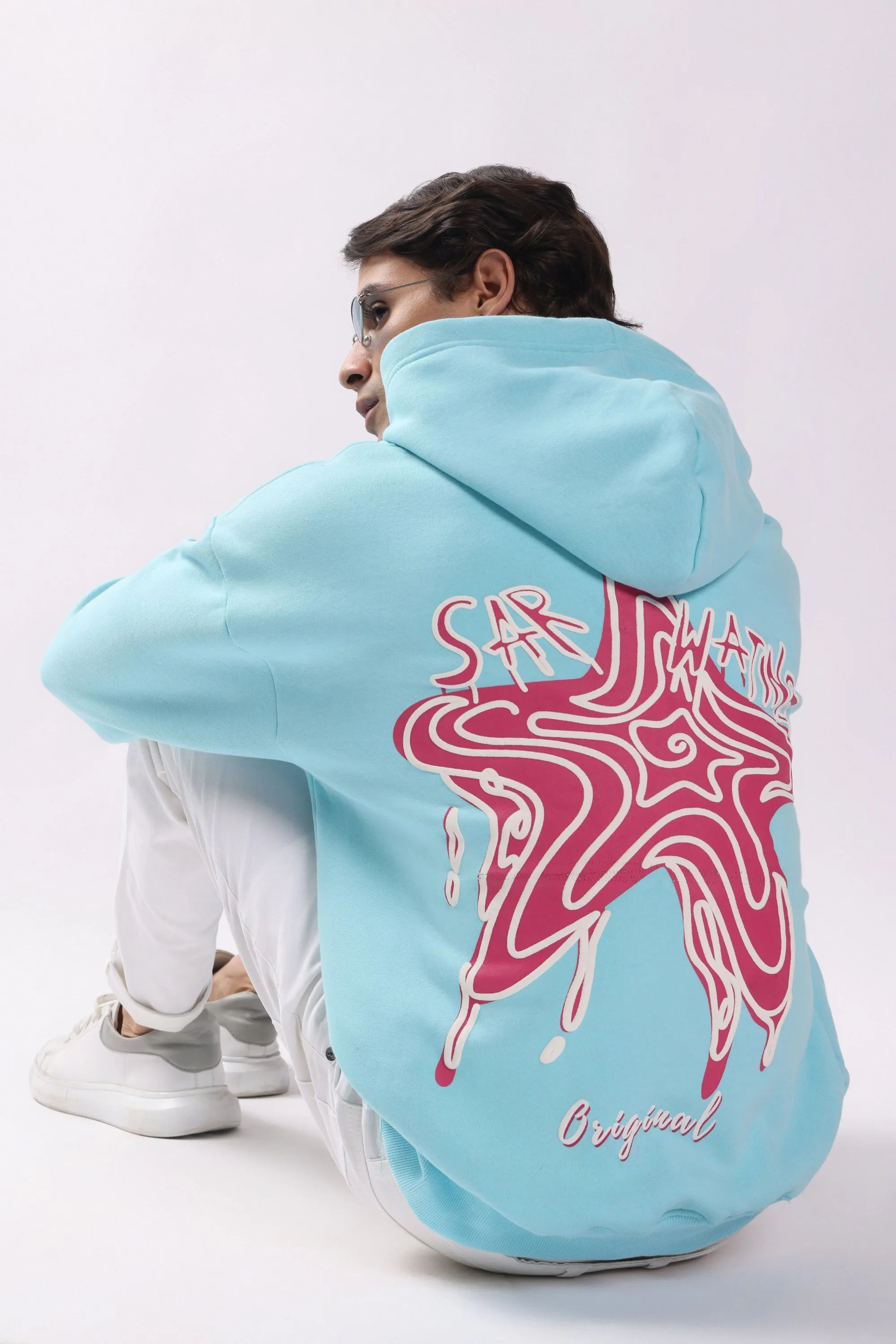 Star Print Puff Print Oversized Hoodie