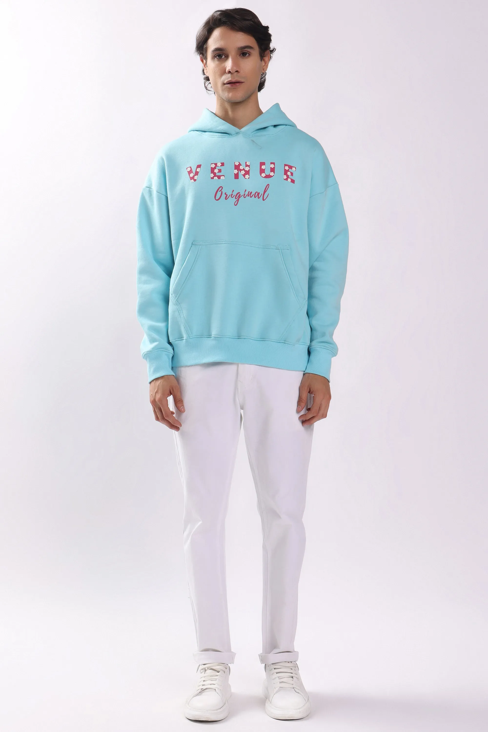 Star Print Puff Print Oversized Hoodie
