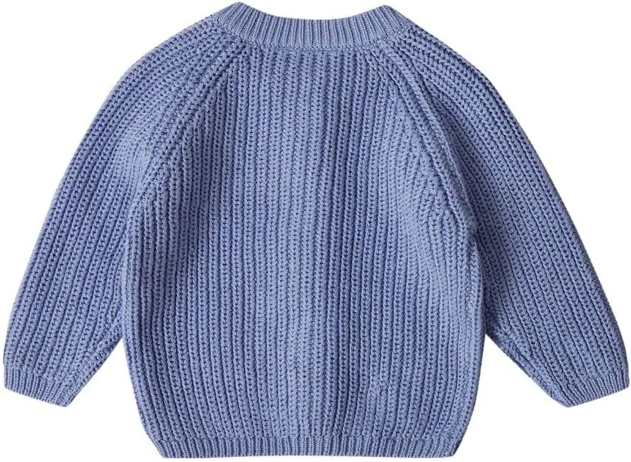 Stellou & friends 100% Cotton Chunky Ribbed Knitted Cardigan for Boys & Girls Ages 0-6 Years