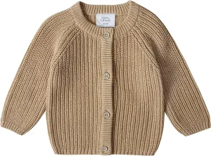 Stellou & friends 100% Cotton Chunky Ribbed Knitted Cardigan for Boys & Girls Ages 0-6 Years