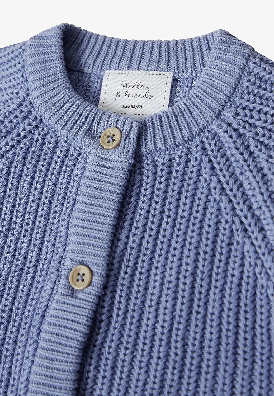 Stellou & friends 100% Cotton Chunky Ribbed Knitted Cardigan for Boys & Girls Ages 0-6 Years