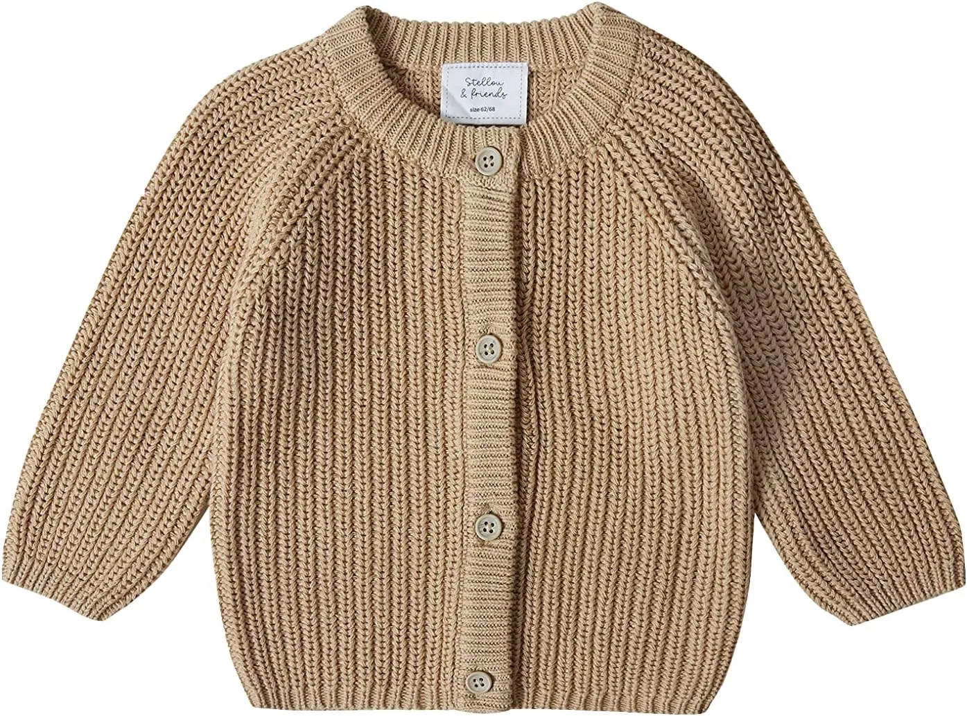 Stellou & friends 100% Cotton Chunky Ribbed Knitted Cardigan for Boys & Girls Ages 0-6 Years
