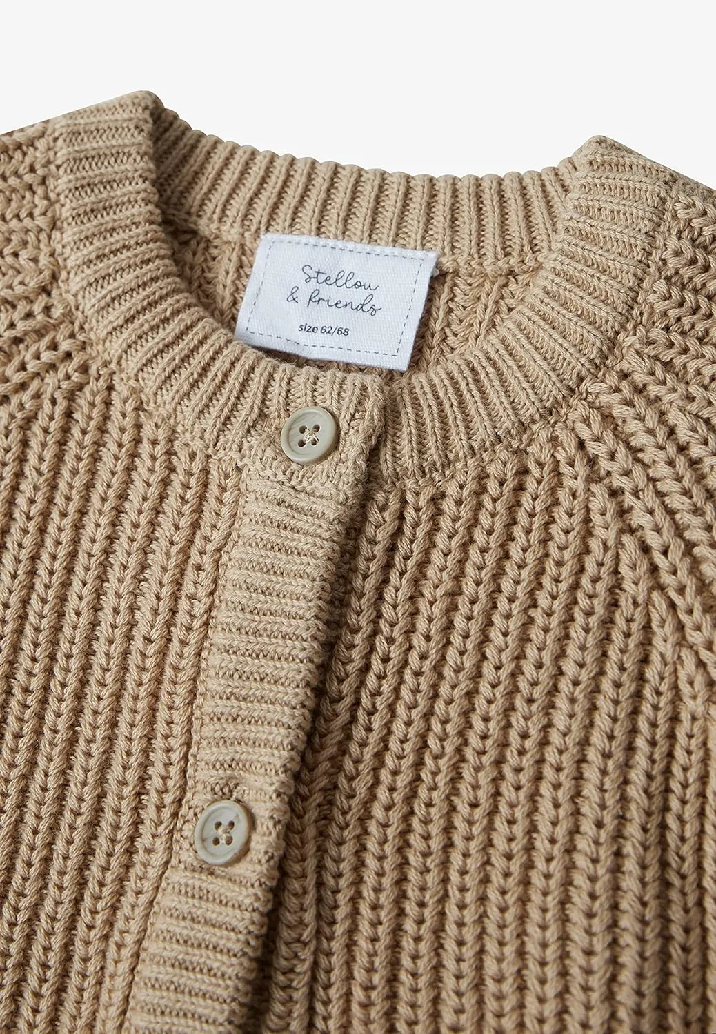 Stellou & friends 100% Cotton Chunky Ribbed Knitted Cardigan for Boys & Girls Ages 0-6 Years