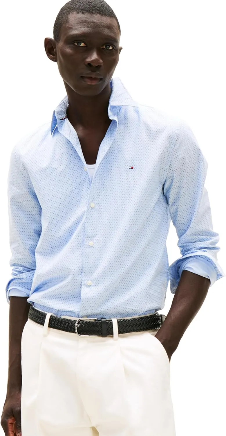 Tommy Hilfiger Long Sleeve Poplin Regular Fit, Men's Button Down Shirts, Also Available in Big and Tall