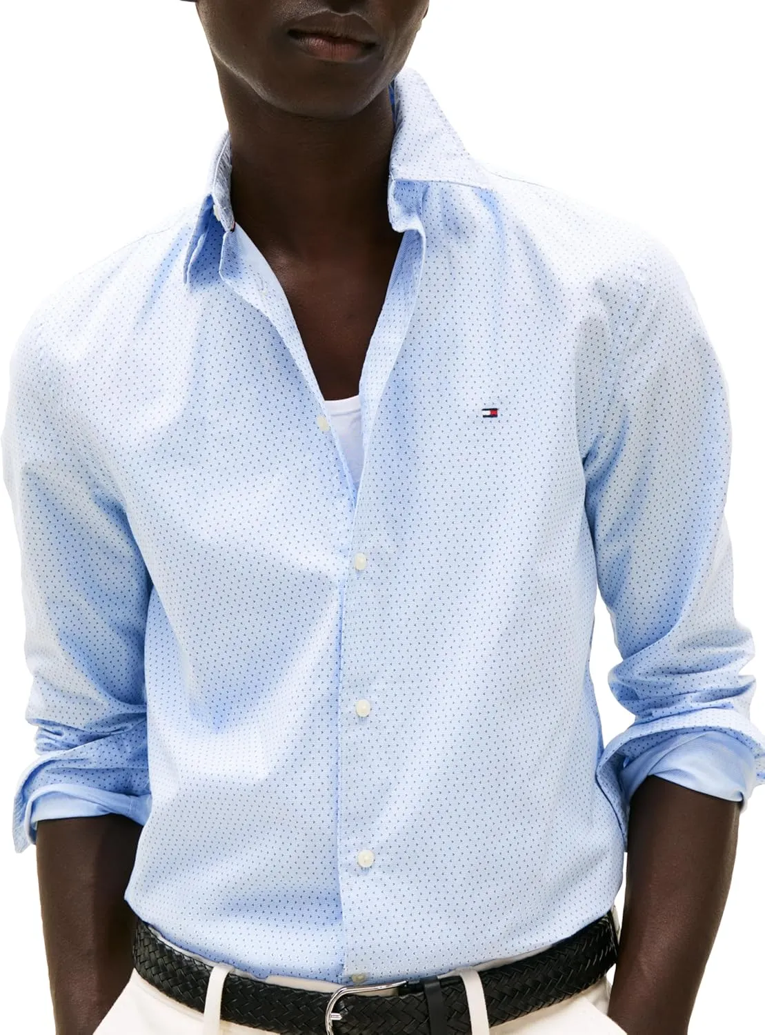 Tommy Hilfiger Long Sleeve Poplin Regular Fit, Men's Button Down Shirts, Also Available in Big and Tall