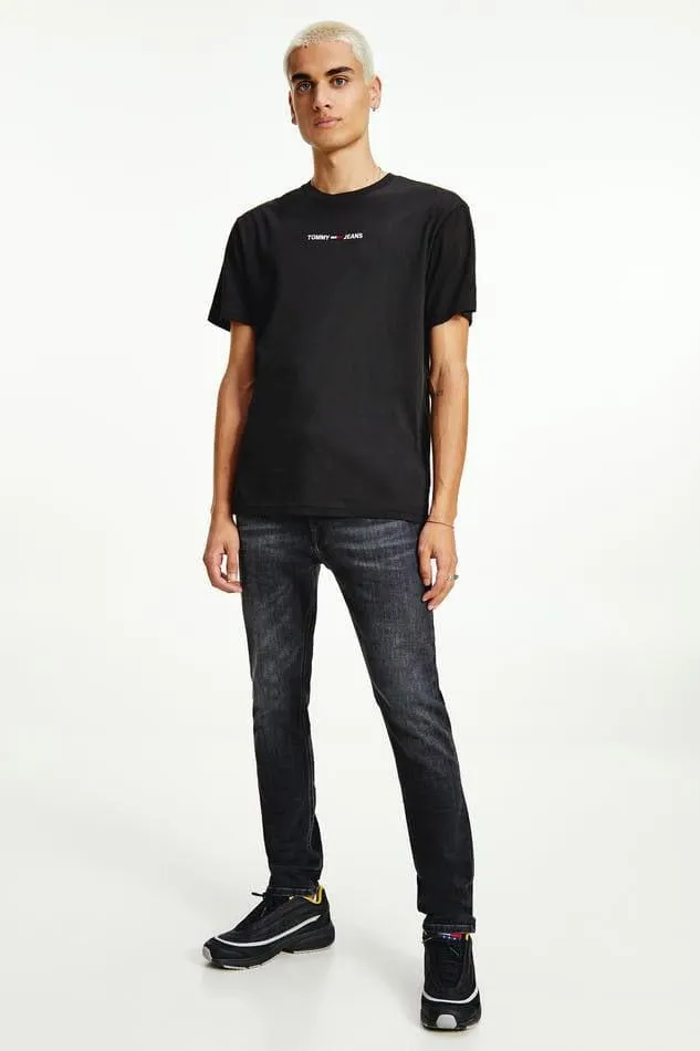 TOMMY JEANS SMALL TEXT TEE - BLACK