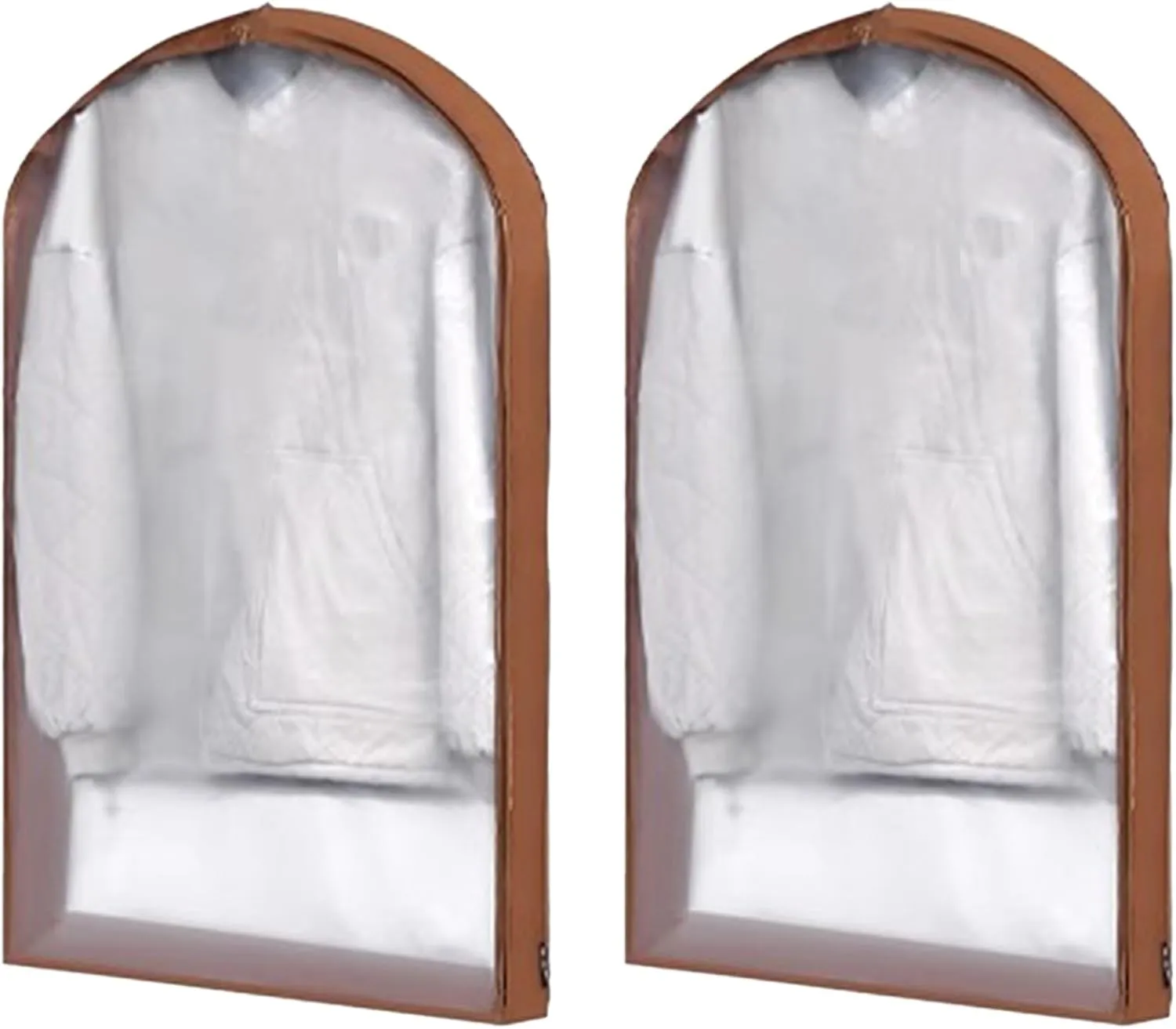 Translucent Garment Bags for Hanging Clothes, 2 Packs, PEVA Dress Bag for Hanging Clothes, for Closet Storage Travel(Brown,60x12x90cm/24x5x35in)